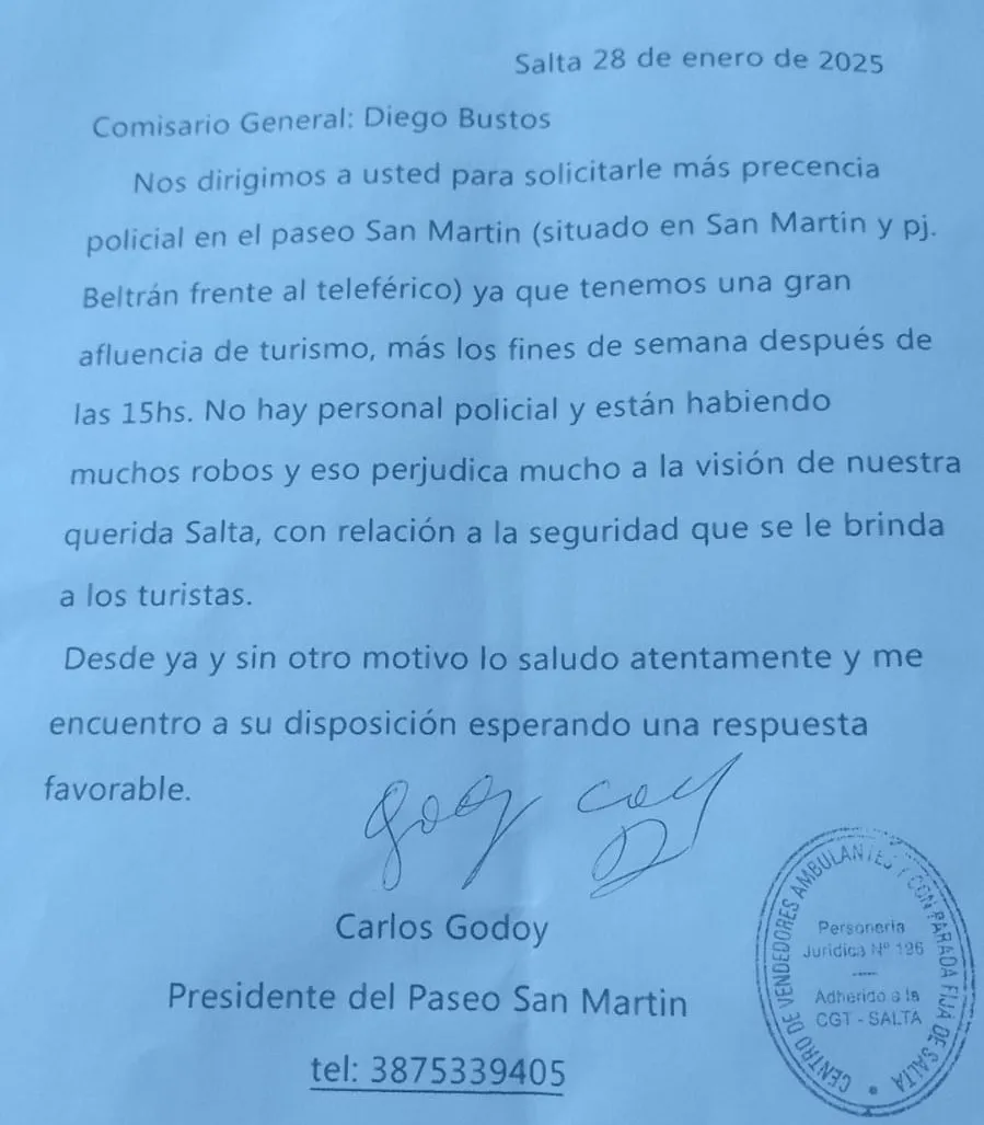 Nota elevada al Jefe de Policía Nota elevada al Jefe de Policía