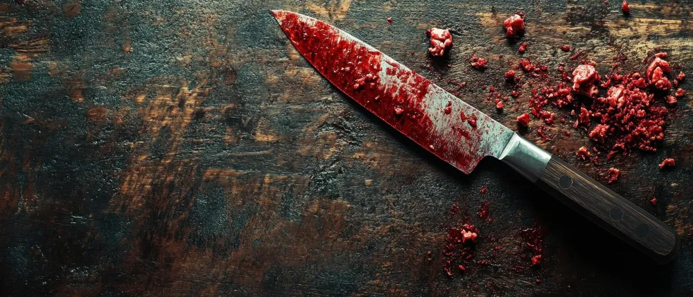 a-knife-with-blood-on-it-on-a-wooden-table-free-photo